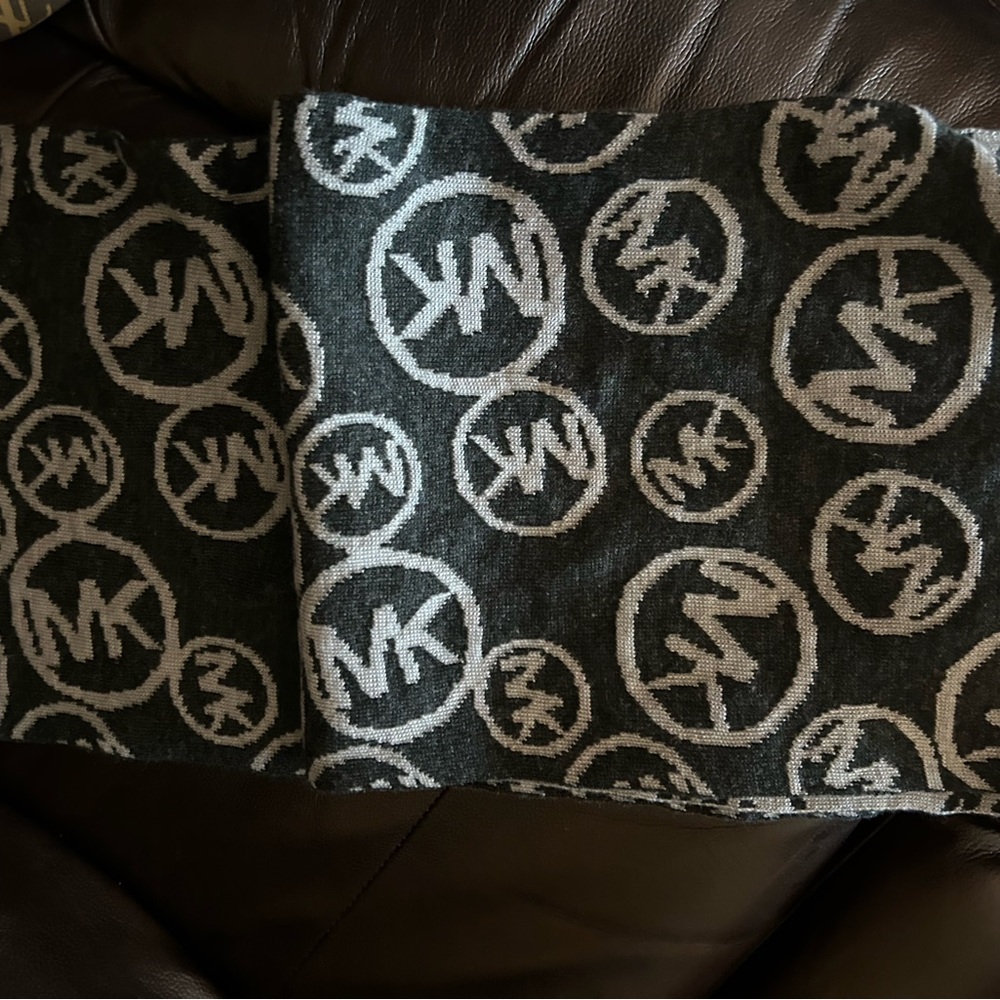 Michael Kors Black and Gray Logo Scarf